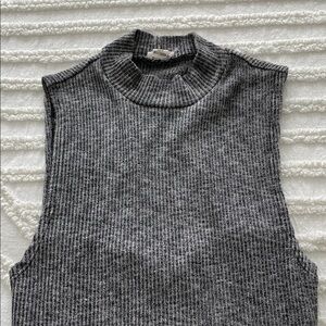 Garage Gray Ribbed Mock Neck Sleeveless Tank